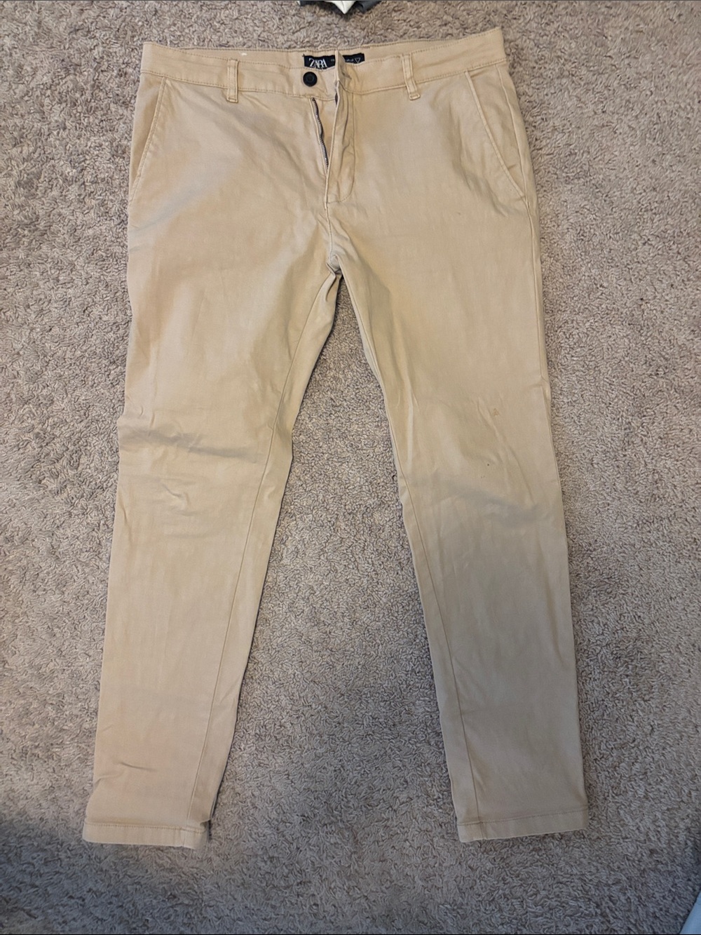 Zara Slim-Fit Chinos in Light Beige